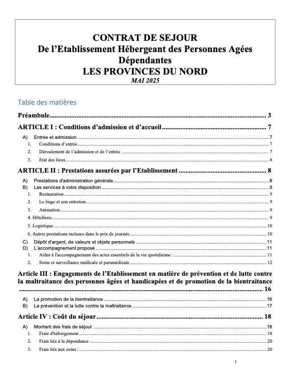 contrat de sejour pdn